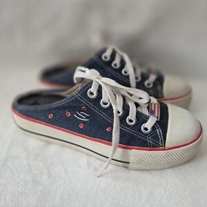 Vintage Y2K Skechers Women’s Chunky Platform Slip On American Flag Sneakers Sz 8